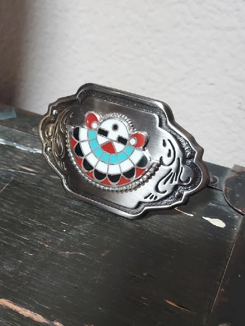 ​☀️ Vintage Southwestern Zuni Sunface Belt Buckle